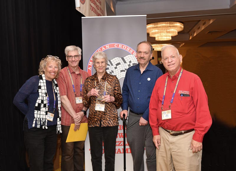 Andrea Carla Michaels, Mike Shenk, Lynn Lempell, Will Shortz, Stanley Newman - All Merl Reagle MEmoRiaL Award Winners